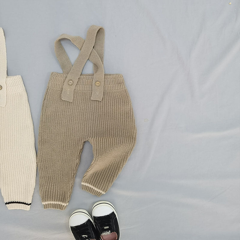 Kid Baby Soft Knitted Casual Suspender Trousers