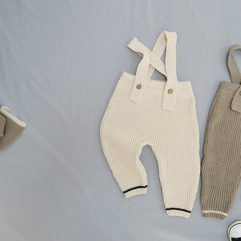 Kid Baby Soft Knitted Casual Suspender Trousers